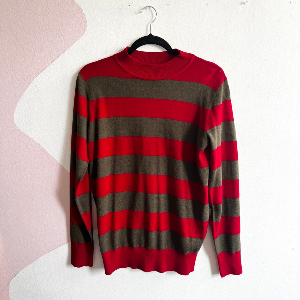 Hot Topic Social Collision Striped Sweater Mall‎ Goth Grunge Punk Small